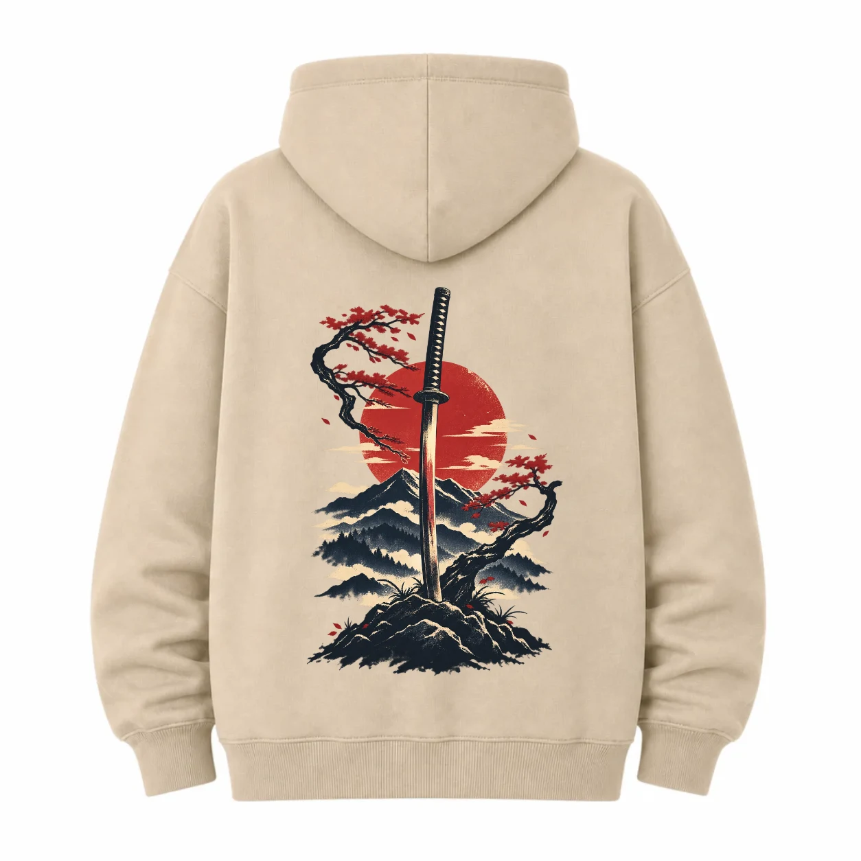 Red Sun hoodie, reverse view