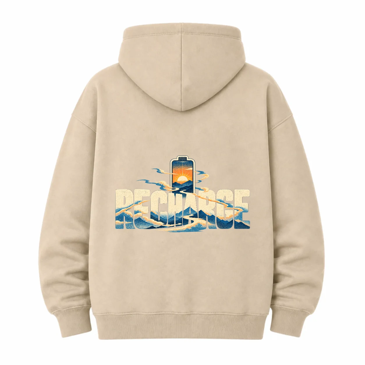Recharge hoodie, reverse view